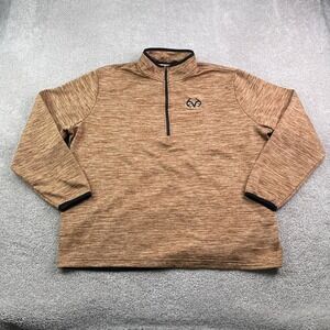 Realtree Sweater Mens 2XL XXL Brown‎ Marled Quarter Zip Fleece Pullover Hunting
